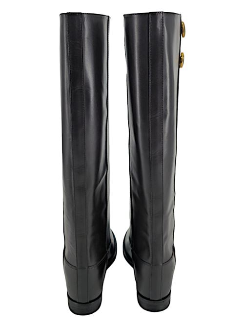 women's black leather boot with buttons Via Roma 15 | 4254MARRONE